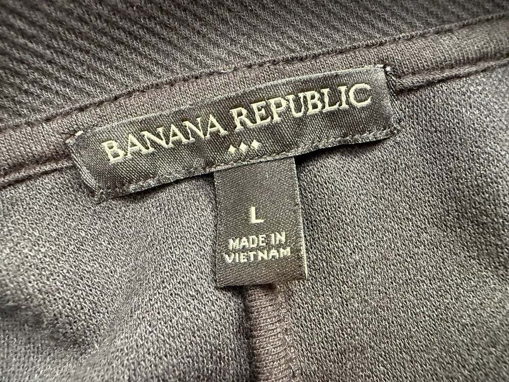 Banana Republic Jacket Size L Black Button Up Textured Long Sleeve Collar